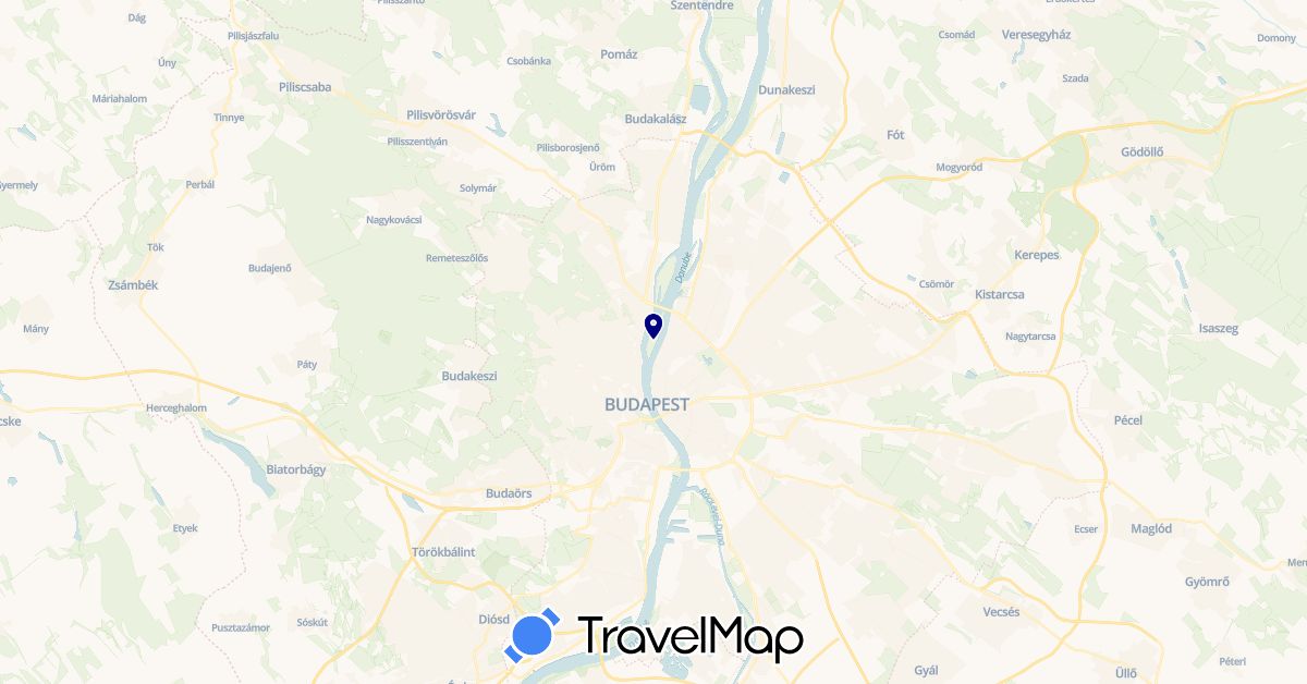 TravelMap itinerary: driving in Hungary (Europe)